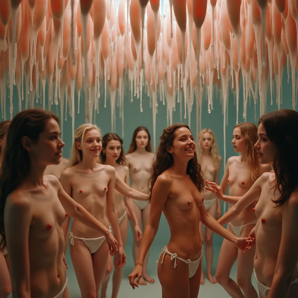 naked slime dance party with skinny girls